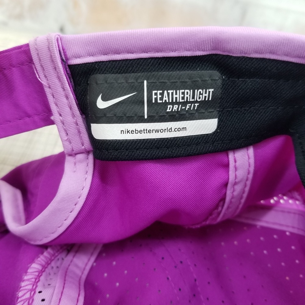 Nike 6 Panel Center Swoosh Purple Running Cap Featherlight DRI-FIT Strap Back - Picture 6 of 6